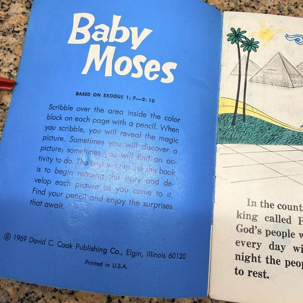Vintage 1969 Baby Moses Marie Hibma Frost David C Cook Magic Picture Book